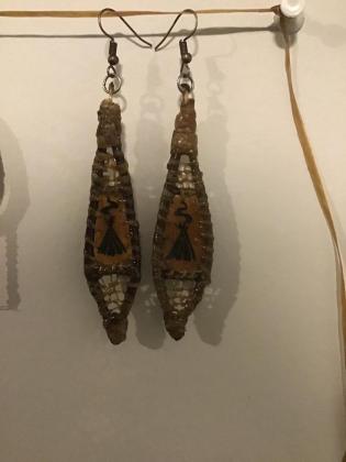 Hand made red willow snowshoe earrings