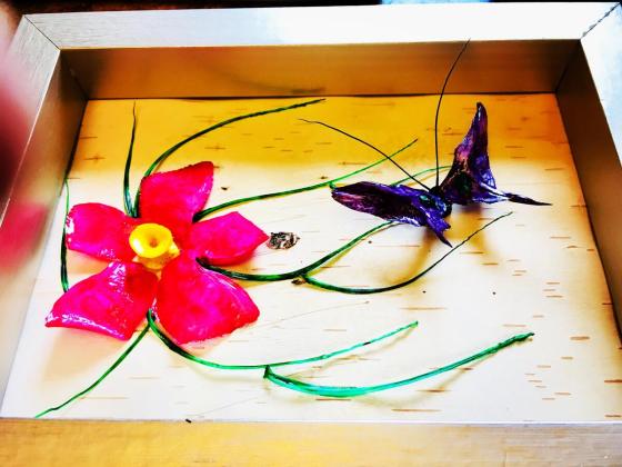 Fish bone butterfly and fish scale flower