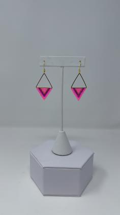 Pink triangle earrings