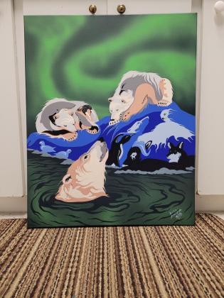 Polar bear and two cubs 30'x24' $1000