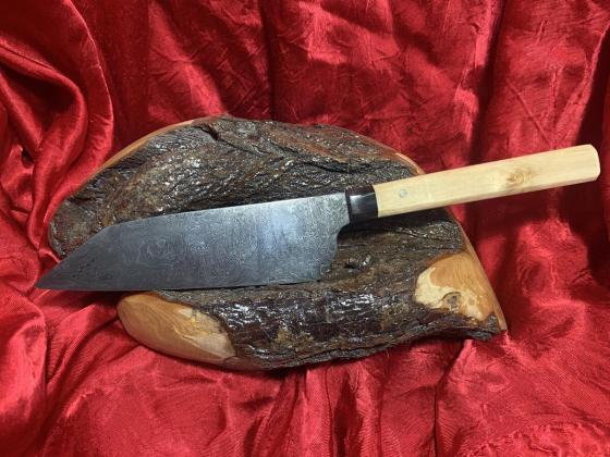 Random Damascus petty birch wood handle