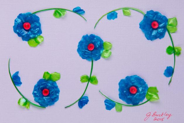 Eternity flowers - blue scales, red vertebrae, green bones