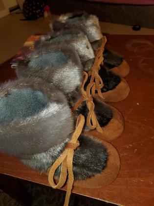 Children's sealskin mukluks with commercially tanned moose hide