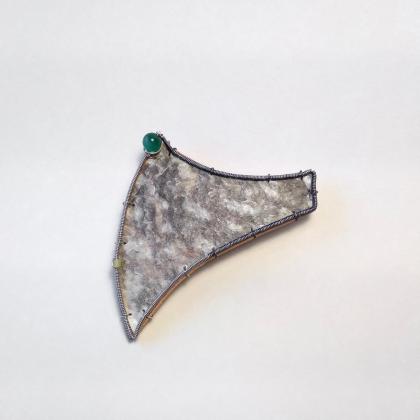 Barrette with Great Slave Lake trout skin on birchbark 