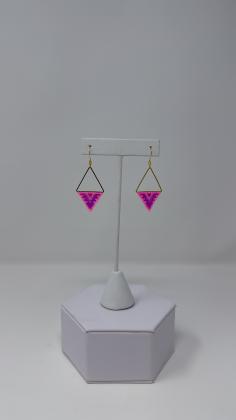 Pink/purple triangle earrings