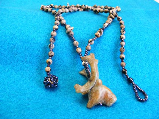 Shona Stone Caribou head necklace