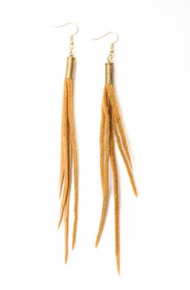 Moosehide strip earring - long
