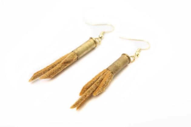 Moosehide strip earring - short
