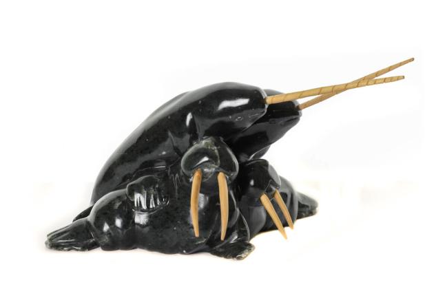 Nawhals and walruses - carving