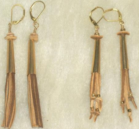 Caribou hide and brass earrings