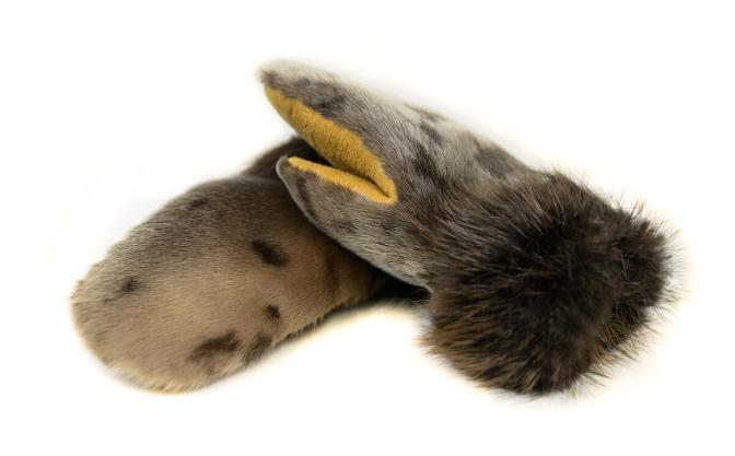Sealskin and beaver trim mitts