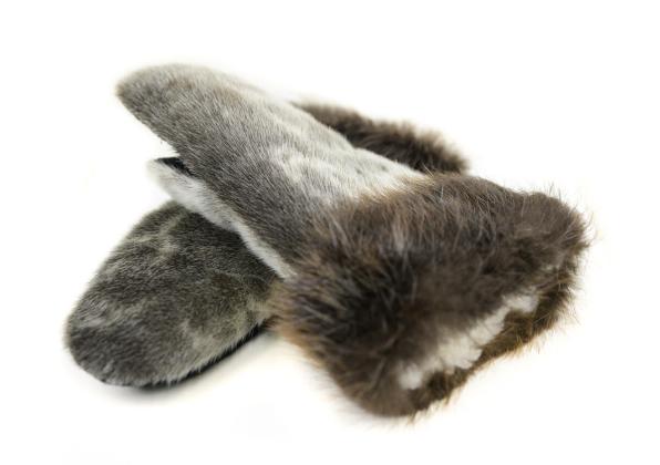 Sealskin and beaver trim mitts