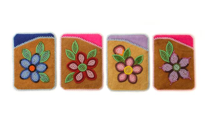 Beaded moosehide cardholders