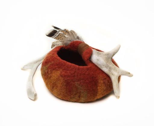 Felted vessel with antler accents