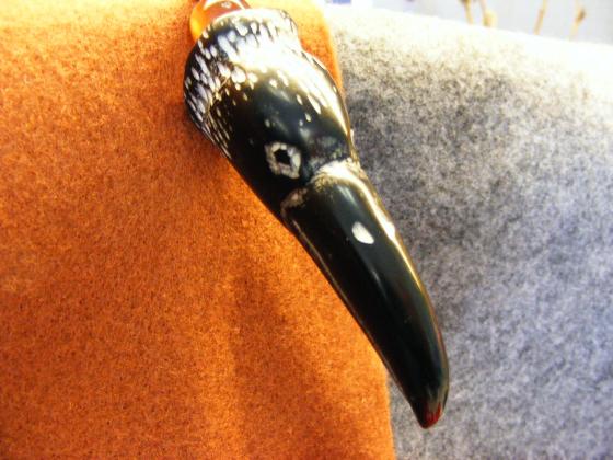 chlorite raven head necklace