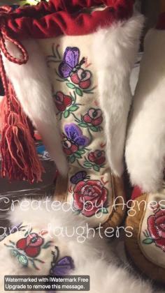 Matching Fancy muklucks with fur mitts
