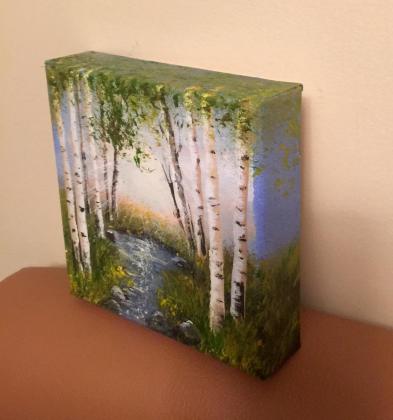 "MORNING GLORY"  6"x 6"  deep canvas acrylic painting