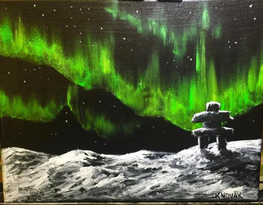 "ON THE RIGHT PATH"  11"x14" Acrylic with super glow 