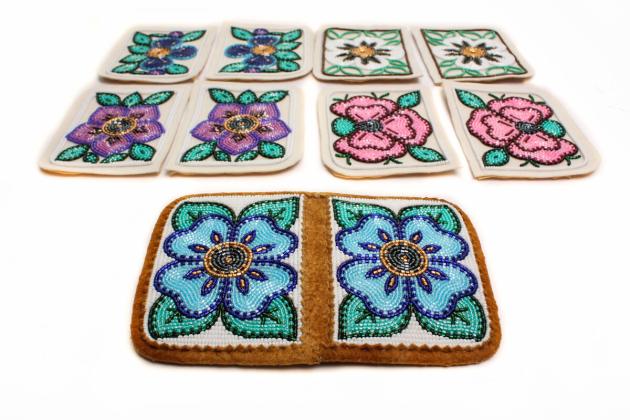 Beaded mossehide wallet - and wallets in progress!