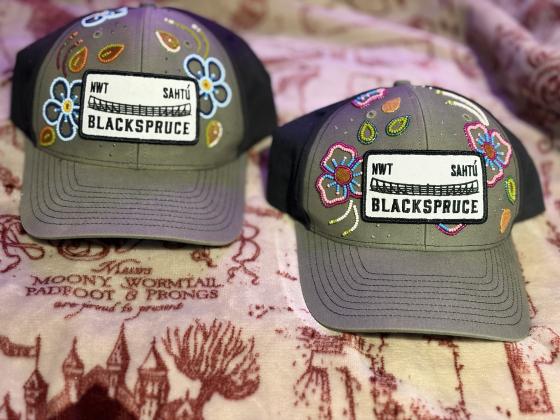 Black Spruce Education hats, beaded