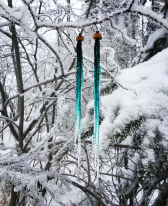 Ombre design with moosehide and seed beads