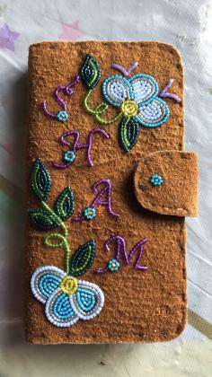 Beaded Phone Case on Moosehide