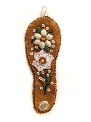 Cuff with moosehair tufting and beading