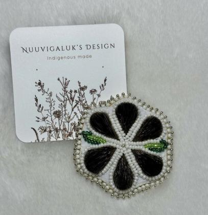 Sealskin flower brooch