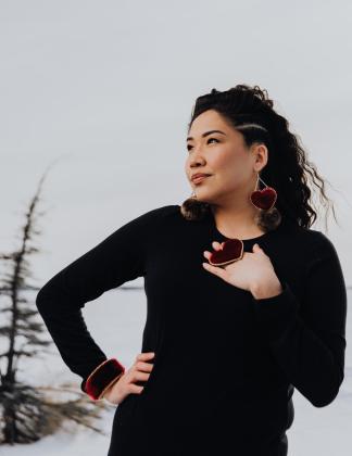 Red sealskin jewellery set