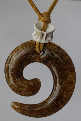 Journey Beach Sand, Glass and Jackfish Vertebrae Pendant 