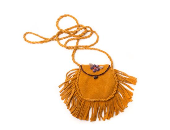 Moosehair tufting on tanned hide bag