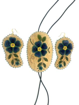 Bolo tie and earring set