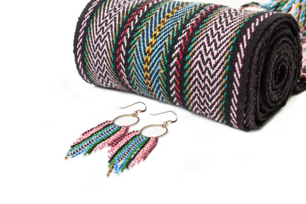 Metis sash and earrings