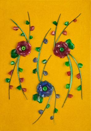 White fish flowers on hide with Trout bone stems