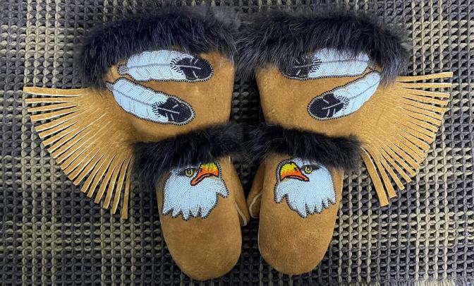 Traditionally Tanned Moose Hide Mitts