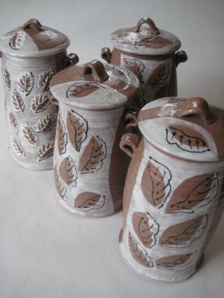 tall covered jars