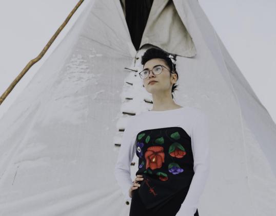 My Granny's Hanky worn over a white top