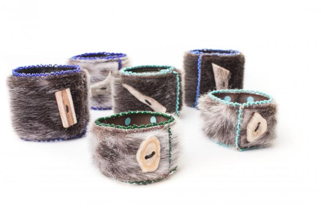 Small Seal Skin Cuffs with Caribou and Moose Antler Buttons