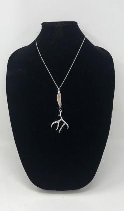 Sterling silver chain with caribou antler charm and silver charm