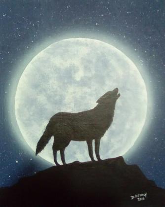 Howling wolf 8x10 acrylic