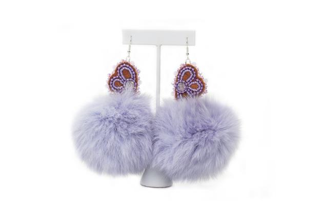 Fox pom earrings