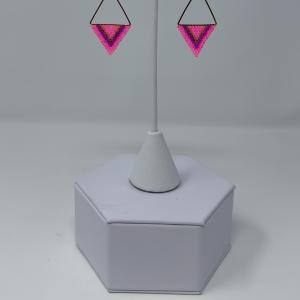 Pink triangle earrings